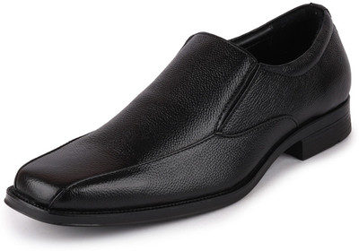 FAUSTO Plus Size Genuine Leather Slip On For Men(Black , 10)