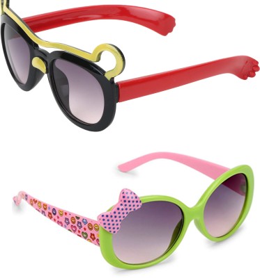 AMOUR Cat-eye, Oval Sunglasses(For Boys & Girls, Black, Green)