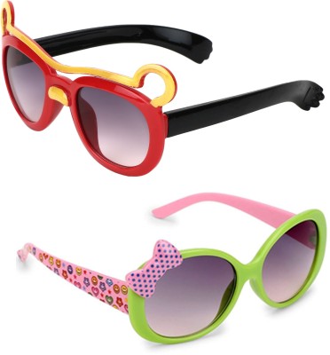 AMOUR Cat-eye, Oval Sunglasses(For Boys & Girls, Red, Green)