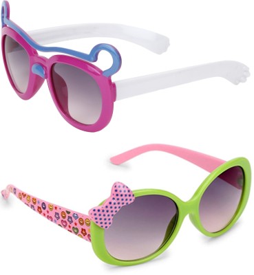 AMOUR Cat-eye, Oval Sunglasses(For Boys & Girls, Green, Pink)