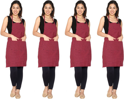 Reysol Cotton Home Use Apron - Free Size(Multicolor, Pack of 4)