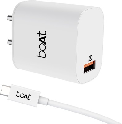 boAt WCD QC3.0 18W (With Type C Cable) 3 A Mobile Charger with Detachable Cable  (White, Cable Included)