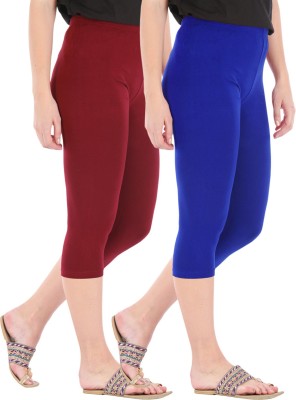 Buy That Trendz Capri Leggings Women Maroon, Blue Capri