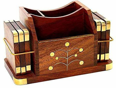 Craft Castle Square Reversible Wood Coaster Set(Pack of 5)