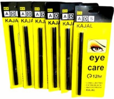 ads Kajal Waterproof Long-Lasting Pack of 6(Black, 2.1 g)