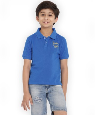 berrytree Boys Solid Organic Cotton T Shirt(Blue, Pack of 1)