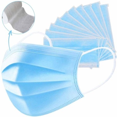 Zureni 3 Ply Non Surgical Disposable Face Mask with Meltblown Filter & Nose Pin 20 GSM Unisex Nose Mouth Protection Cover with Non-woven Fabric ZN0004 Surgical Mask(Free Size, Pack of 25, 3 Ply)