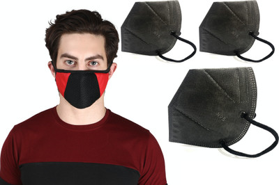 Pramadda Outdoor Reusable N 95 Super Face mask for men and women girls pollution Shield mask for kids 5 layer shield protection mask for adults and kids without respirator and Melt Blown fabric combo pack FW95 Water Resistant, Reusable, Washable(Red, Black, Free Size, Pack of 4) Flipkart