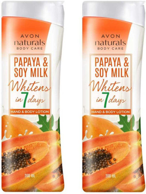 AVON Naturals Papaya & Soy Milk Hand & Body Lotion 200 ml Each(400 ml)