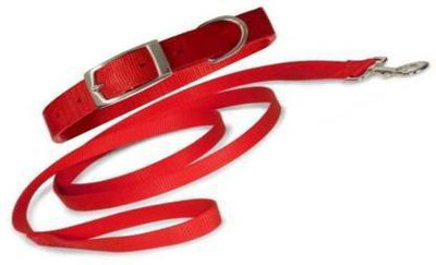 Quickato Best Dog Belt Combo of 1/2 inch Red Collar with Black Dog Leash, Adjustable Dog Collar & Leash Dog Collar & Leash Dog Collar & Leash(Medium, RED)