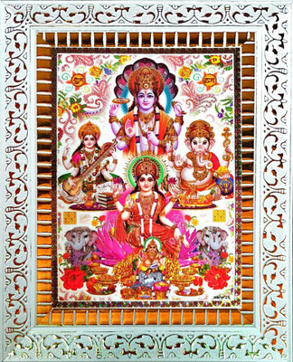 SUNINOW God Vishnu Laxmi Ganesh Saraswati with Kuber ji Photo Frame | God Photo frame Religious Frame