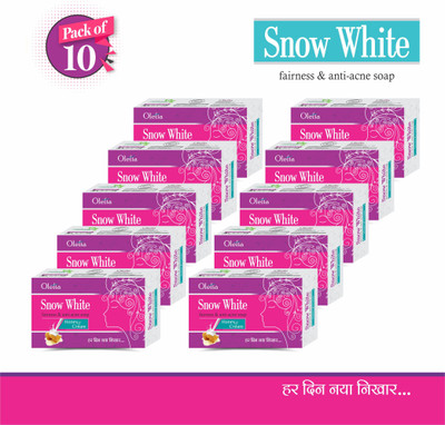 Snow White Moisturising Soap (Pack of 10) for Fairness, Black Heads, Pimples & Anti-Aging(750 g)