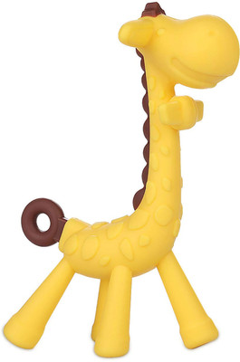 Mahikrite Baby Giraffe Teether Non-Toxic BPA-Free Silicone Safe and Flexible Teething Toy Teether(Yellow)
