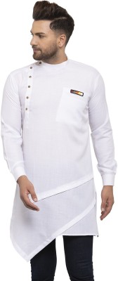 ABH Lifestyle Men Solid Trail Cut Kurta(White)