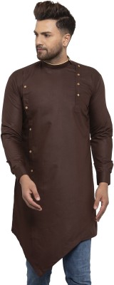 ABH Lifestyle Men Solid Trail Cut Kurta(Brown)