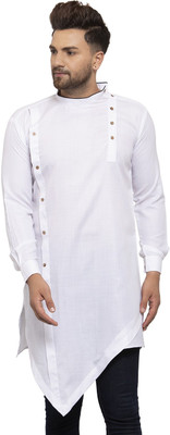 ABH Lifestyle Men Solid Trail Cut Kurta(White)