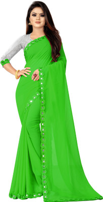 Radhika Creation Embellished Bollywood Georgette, Chiffon Saree(Green)