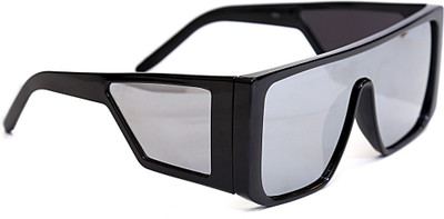 Singco India Wrap-around, Retro Square, Over-sized Sunglasses(For Men & Women, Silver)