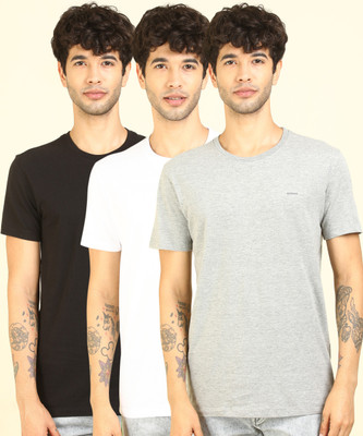 Peter England Solid Men Round Neck Black T-Shirt