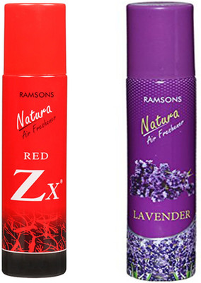 RAMSONS lavender Car Freshener Spray 1 Red Zx and 1 Lavender Air Freshener 250 ml each, (Pack of 2)(2 x 250 ml)