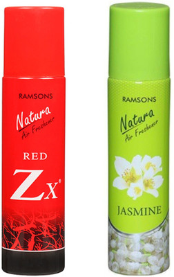 RAMSONS jasmine Car Freshener Spray 1 jasmine and 1 Red Zx Air Freshener 250 ml each, (Pack of 2)(2 x 250 ml)
