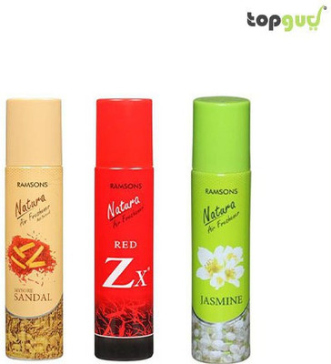 RAMSONS pleasant Spray 1 Red Zx, 1Mysore Sandal and 1 Jasmine Air Freshener 250 ml each, (Pack of 3)(3 x 250 ml)
