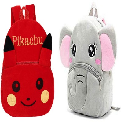 Lychee Bags Kids Nursery/Picnic/Carry/Travelling Bag Pikachu red & elephent 10 L Backpack(Red, Grey)