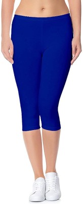 TNQ Cotton Lycra Capri Women Blue Capri