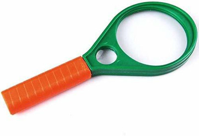 Protos India.Net Hand Held Plastic Racket 65mm Magnifier Racket Lens Glass 3X Magnifying 3x Page Magnifier(Green, Orange)