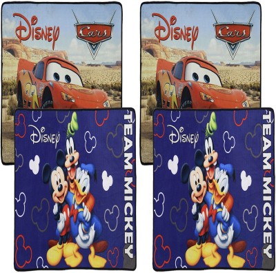 DISNEY PVC (Polyvinyl Chloride) Bathroom Mat(Brown & Royal Blue, Free, Pack of 4)