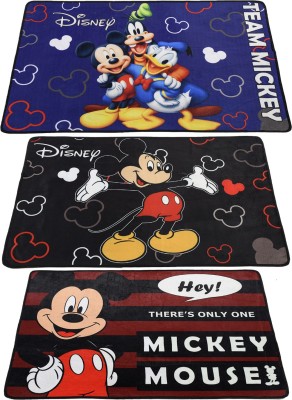 DISNEY PVC (Polyvinyl Chloride) Bathroom Mat(Multicolor, Free, Pack of 3)