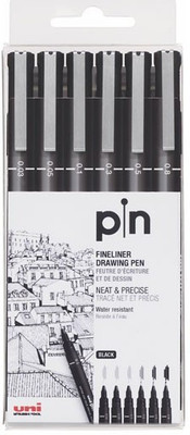 uni-ball Fineliner Pen Fineliner Pen(Pack of 6, Ink Color - Black)
