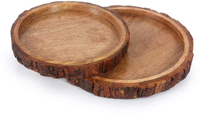 MODERNCOLLECTION Wooden Palm Round Sheesham Pakka Wood Handmade & Handcrafted Wooden Serving Tray Set of 2 (Large: 32 cm x 32 cm; Small: 26 cm x 26 cm) Multipurpose Wooden Tray/Serving Trays/Home Decor/Gift Items Tray(Pack of 2) MODERNCOLLECTION Wooden Palm Round Sheesham Pakka Wood Handmade & Handcrafted Wooden Serving Tray Set of 2 (Large: 32 cm x 32 cm; Small: 26 cm x 26 cm) Multipurpose Wooden Tray/Serving Trays/Home Decor/Gift Items Tray(Pack of 2)