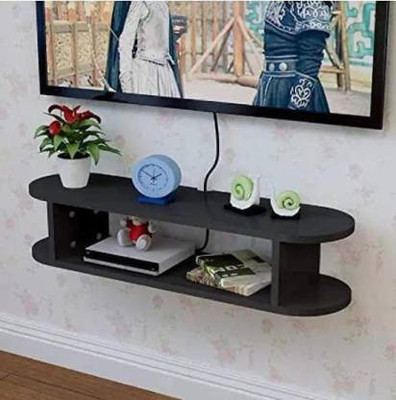 Crownista wooden set top box stand Wooden Wall Shelf (Number of Shelves - 2, Black Wooden Wall Shelf(Number of Shelves - 2, Black)