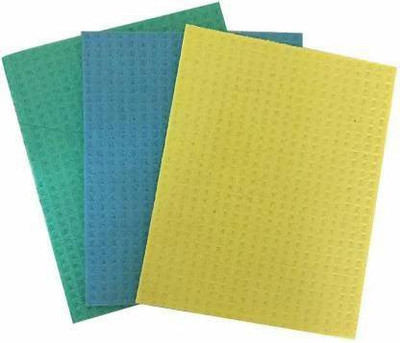 NIKYANKA scrubber pad/scrubber sponge and scrubber/multi cleaning kitchen wipes,Wet-N-Wipe Wet Cellulose Cleaning Sponge Mop Scrub Pad (Medium, Pack of 3) Sponge Wipe, Scrub Sponge(Regular, Pack of 3)
