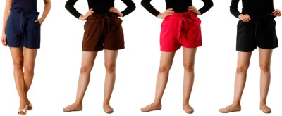 AJ FASHION HUB Solid Women Multicolor Hotpants