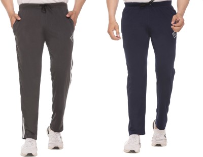 First Click Solid Men Grey, Blue Track Pants