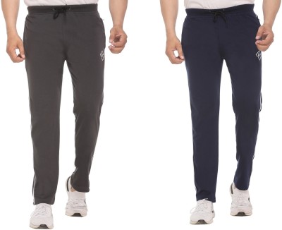 First Click Solid Men Grey, Blue Track Pants