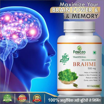 Fasczo Brahmi Capsules For Repairs, mends and prevents split ends pure herbs(60 No)
