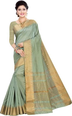 JOLIZA Printed Bollywood Cotton Silk Saree(Light Green)