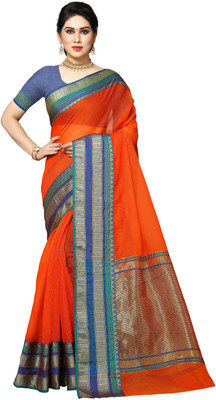 Sidhidata Self Design, Temple Border, Woven Kota Doria Cotton Silk Saree(Multicolor)