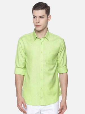 Ramraj Cotton Men Solid Formal Light Green Shirt
