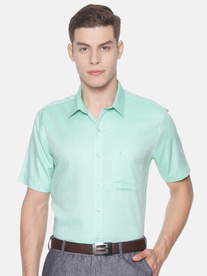 Ramraj Cotton Men Solid Formal Green Shirt