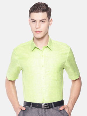Ramraj Cotton Men Solid Formal Light Green Shirt
