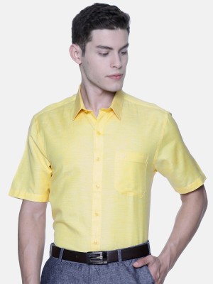 Ramraj Cotton Men Solid Formal Yellow Shirt