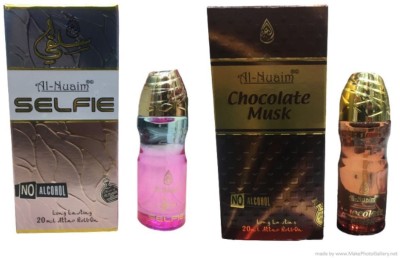 Al Nuaim SELFIE AND CHOCOLATE MUSK 20 ML ROLL ON ATTAR(PACK OF 2) Floral Attar(Fruity, Musk)