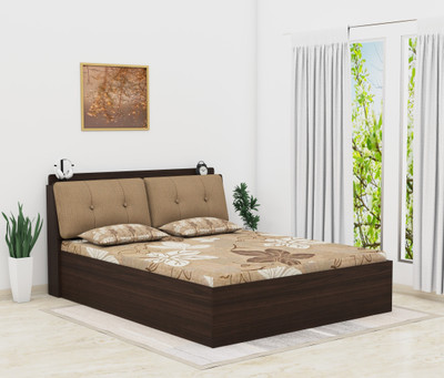 Okra Prominent Engineered Wood Queen Box Bed(Finish Color - African Walnut)