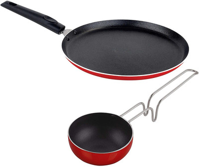 NIRLON Nonstick 3 Layer Non-Stick combo cookware set Vagharia -11cm & Flat Tawa 27.5 cm Non-Stick Coated Cookware Set(PTFE (Non-stick), Aluminium, 2 - Piece)