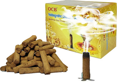 OCB Navagraha Dhoop & Havan Kanda Made by Desi Cow Dung | 60Pic Dhoop in Box | No Chemical Used This Dhoop Agarbatti Incense Sticks Sandal Dhoop