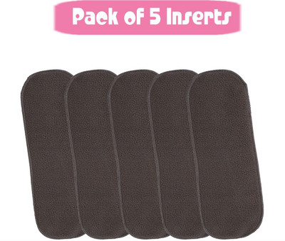 WAHHSON High Quality 5 Layer Cotton Microfiber Charcoal Insert Liner Reusable Washable Cotton Diaper Nappy Inserts for Baby Cloth Diapers (Pack of 5)